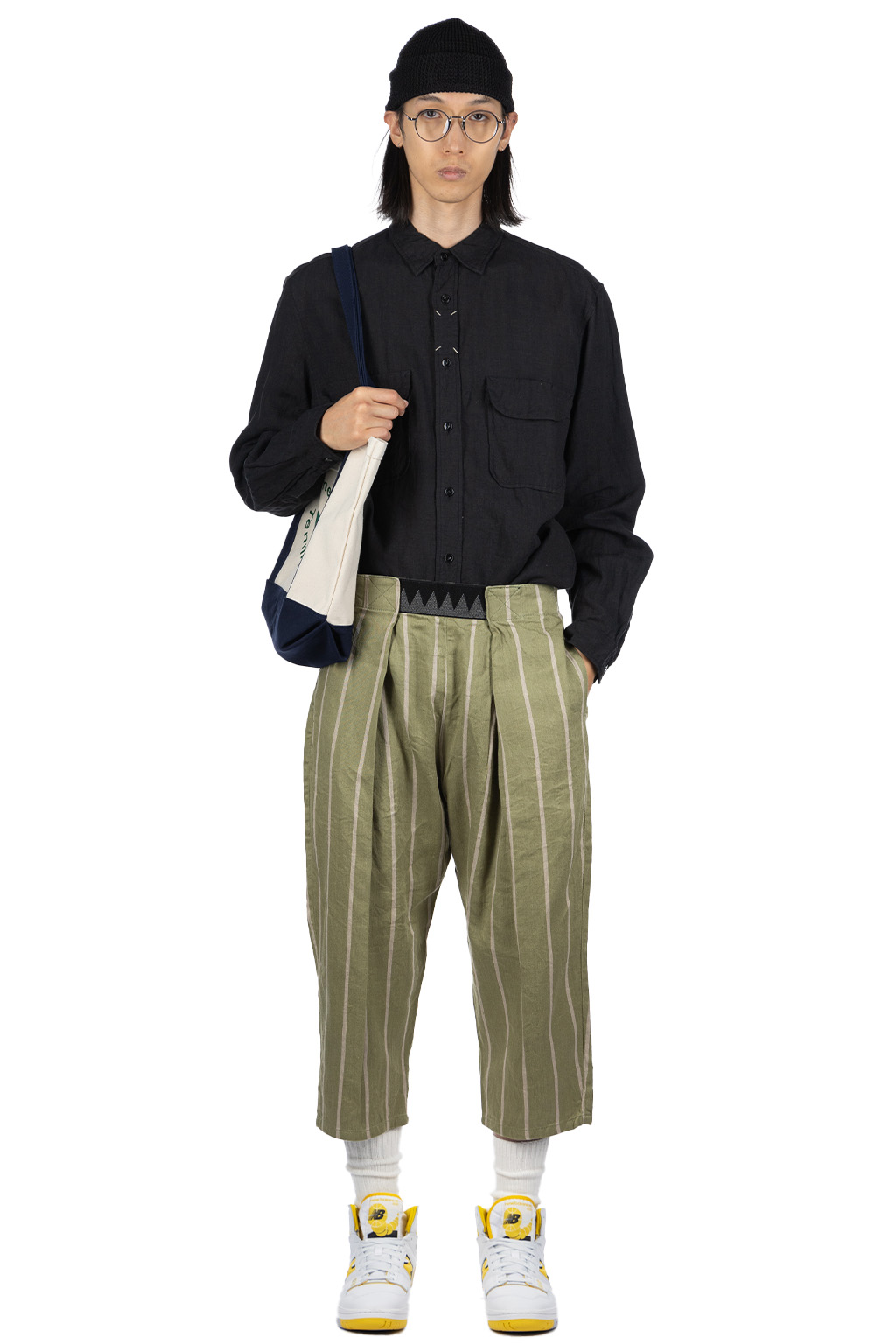 Kapital | Linen PHILLIES STRIPE EASY-BEACH-GO Pants - Khaki | Men ...