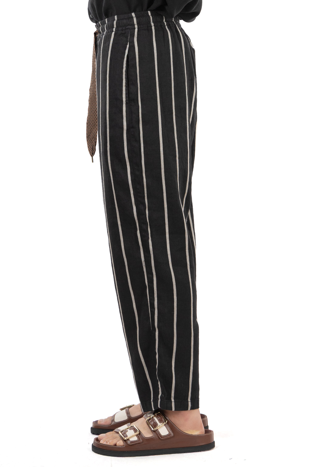 Kapital - Linen PHILLIES Stripe EASY Pants - Black