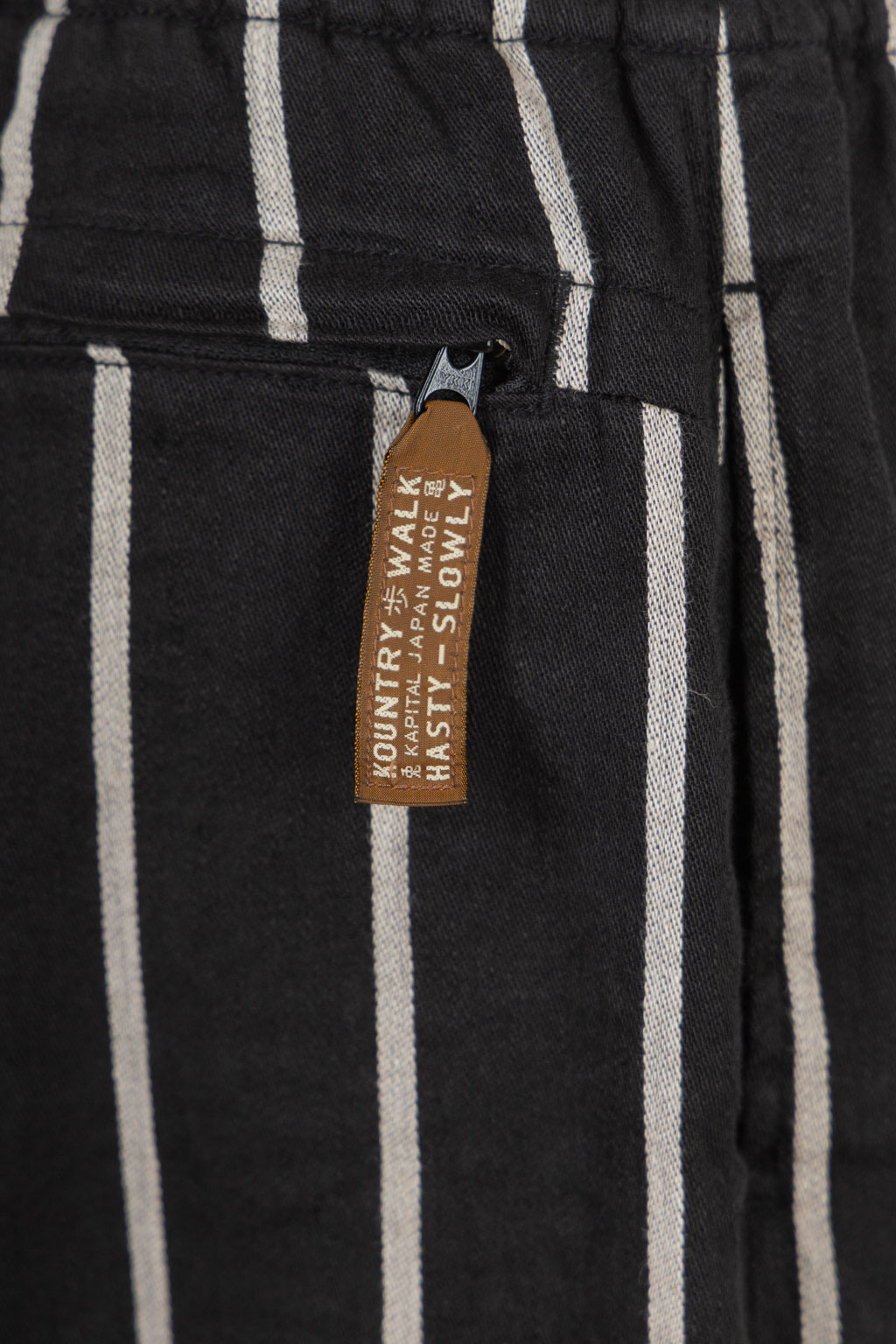 Kapital - Linen PHILLIES Stripe EASY Pants - Black