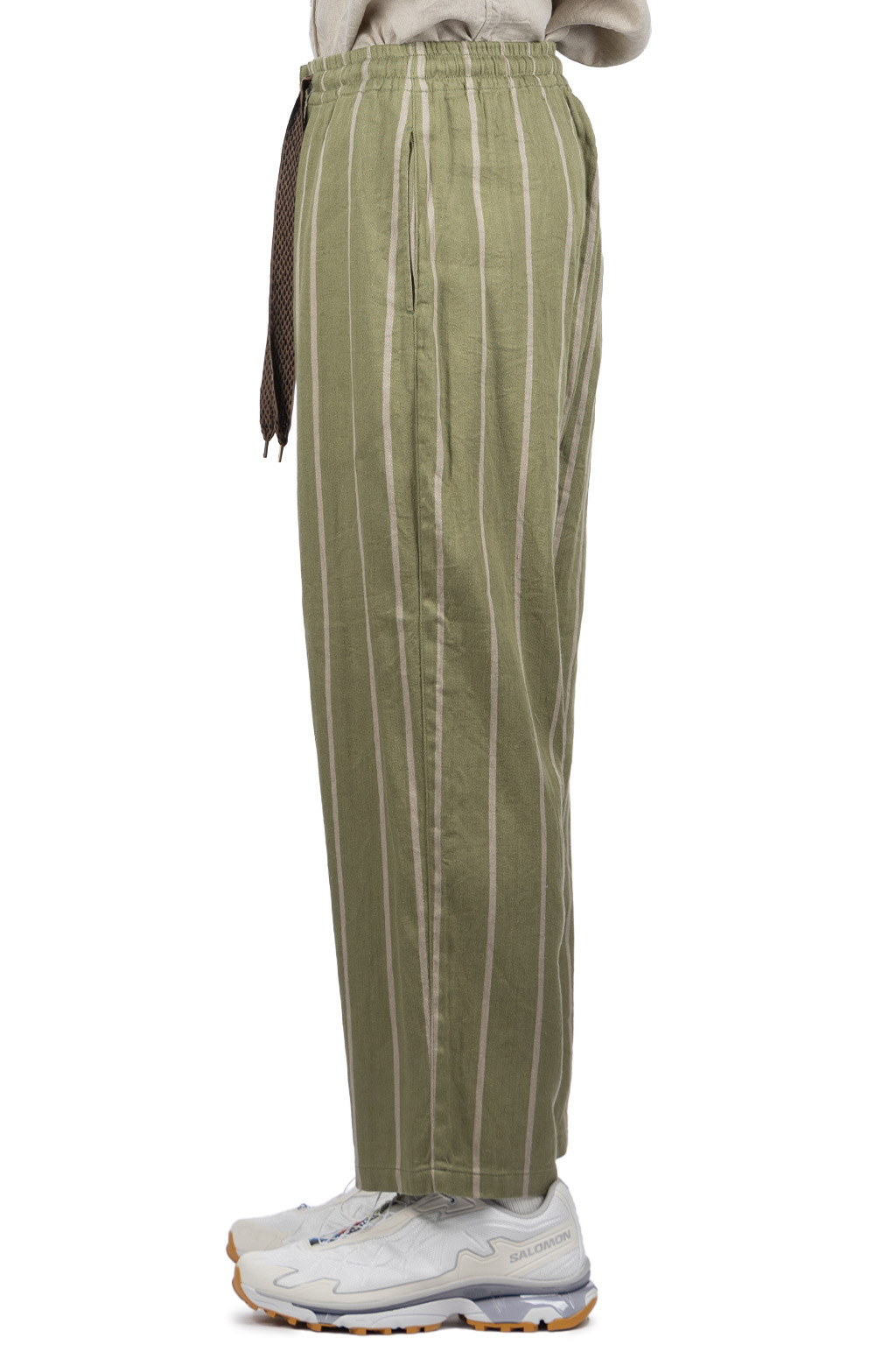 Kapital - Linen PHILLIES Stripe EASY Pants - Khaki