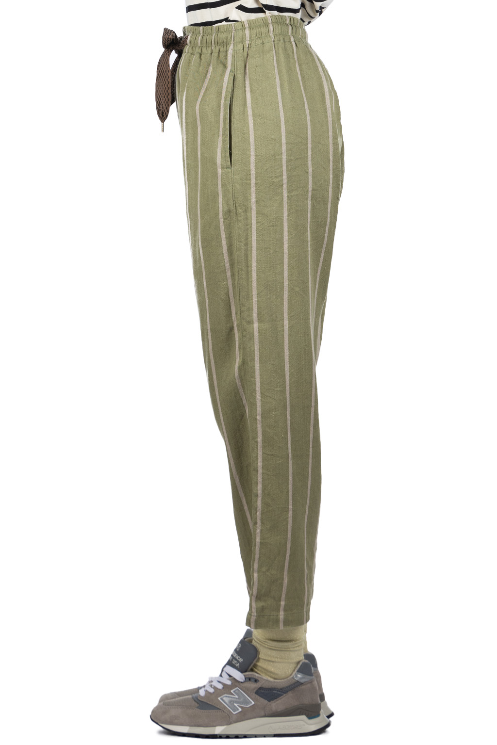 Kapital - Linen PHILLIES Stripe EASY Pants - Khaki