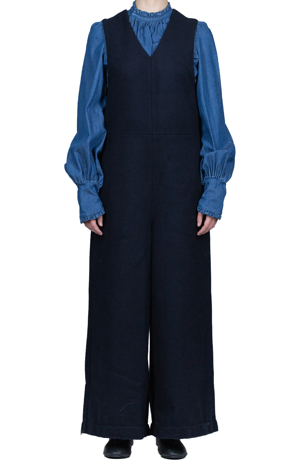 Kapital Melton Wool Gilet Overall - Navy
