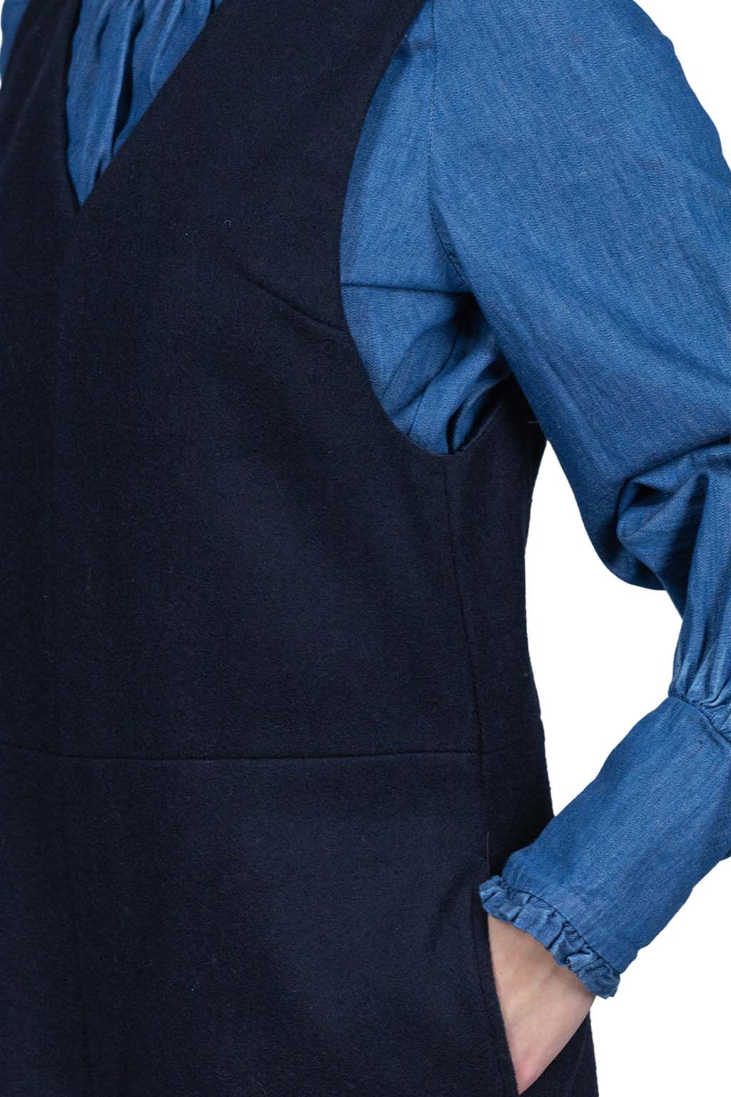 Kapital Melton Wool Gilet Overall - Navy