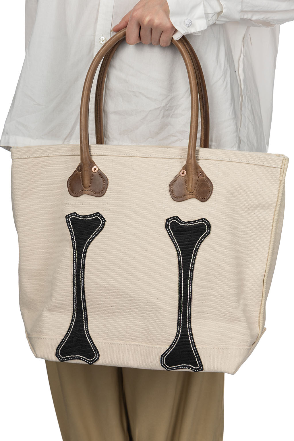 Kapital - No.4 Canvas KO.TSU.KO.TSU. Tote Bag   S - Ecru x Black