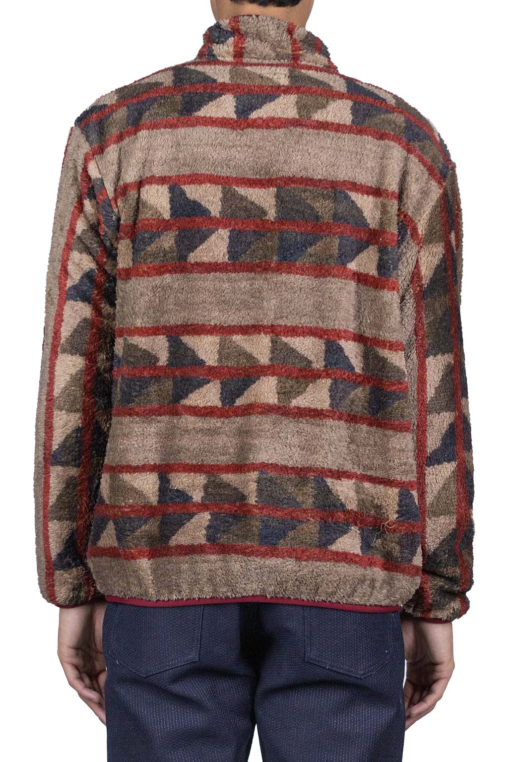 Kapital PUEBLO Stripe Fleece Pullover - Red x Brown