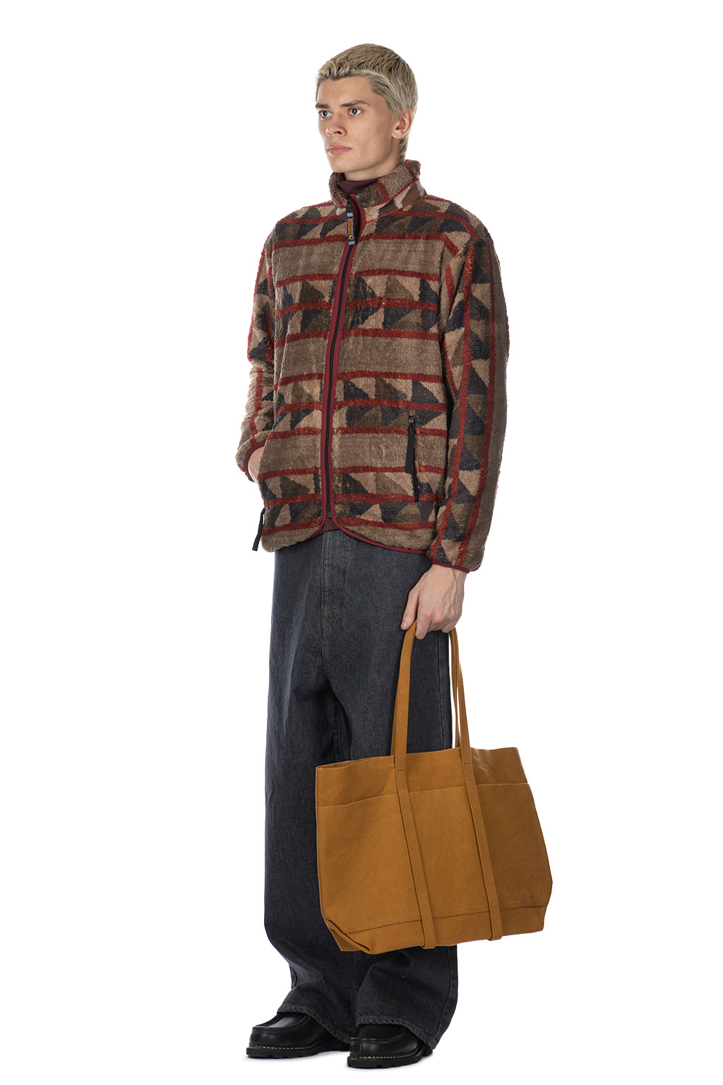 Kapital PUEBLO Stripe Fleece Zip Blouson