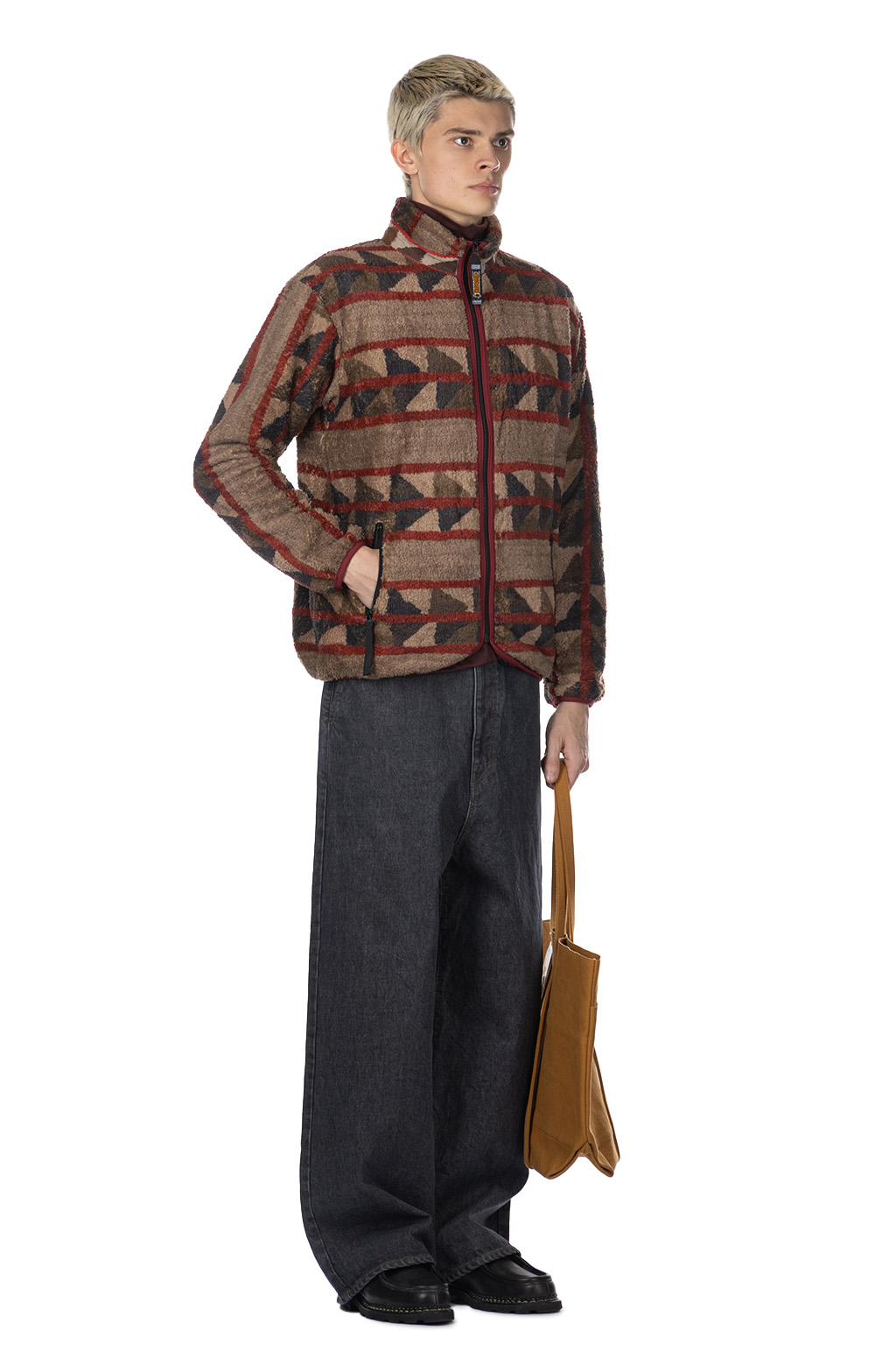 Kapital PUEBLO Stripe Fleece Zip Blouson