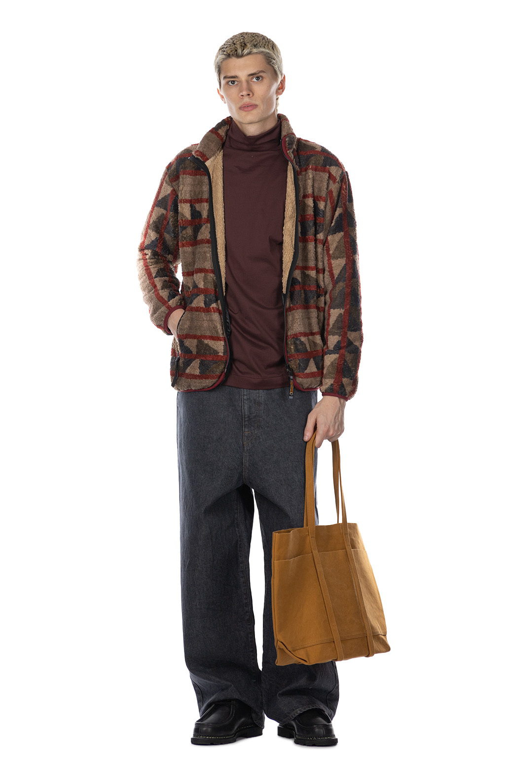 Kapital PUEBLO Stripe Fleece Zip Blouson