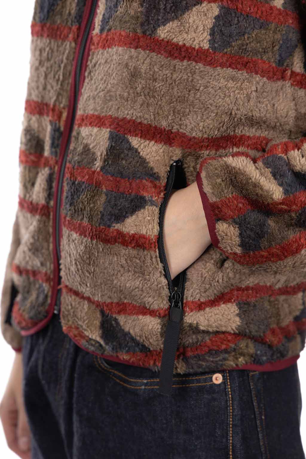 Kapital PUEBLO Stripe Fleece Zip Blouson