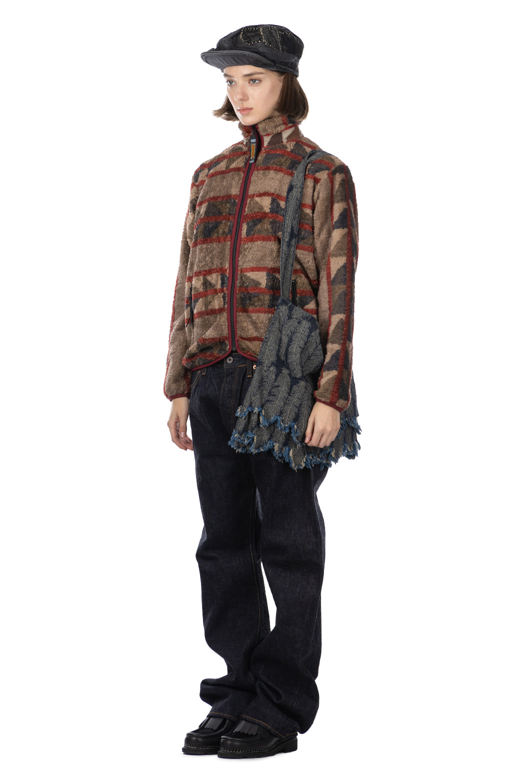 Kapital PUEBLO Stripe Fleece Zip Blouson