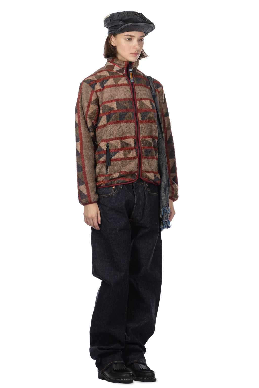 Kapital PUEBLO Stripe Fleece Zip Blouson