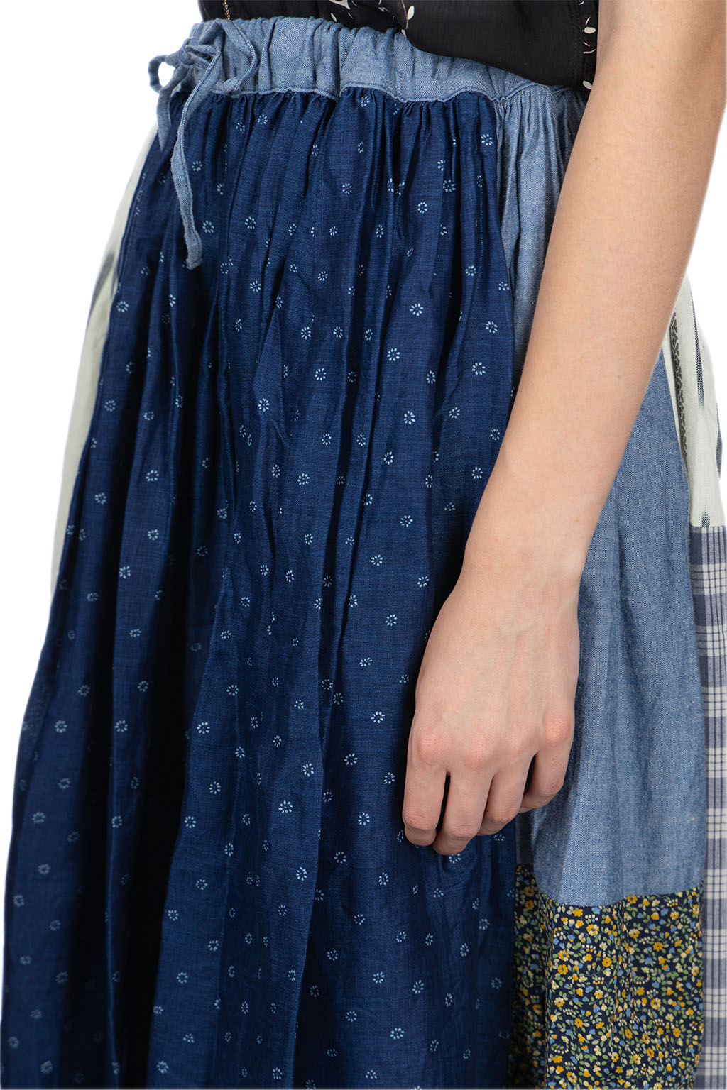 Kapital - Patchwork Gathered Skirt - Indigo