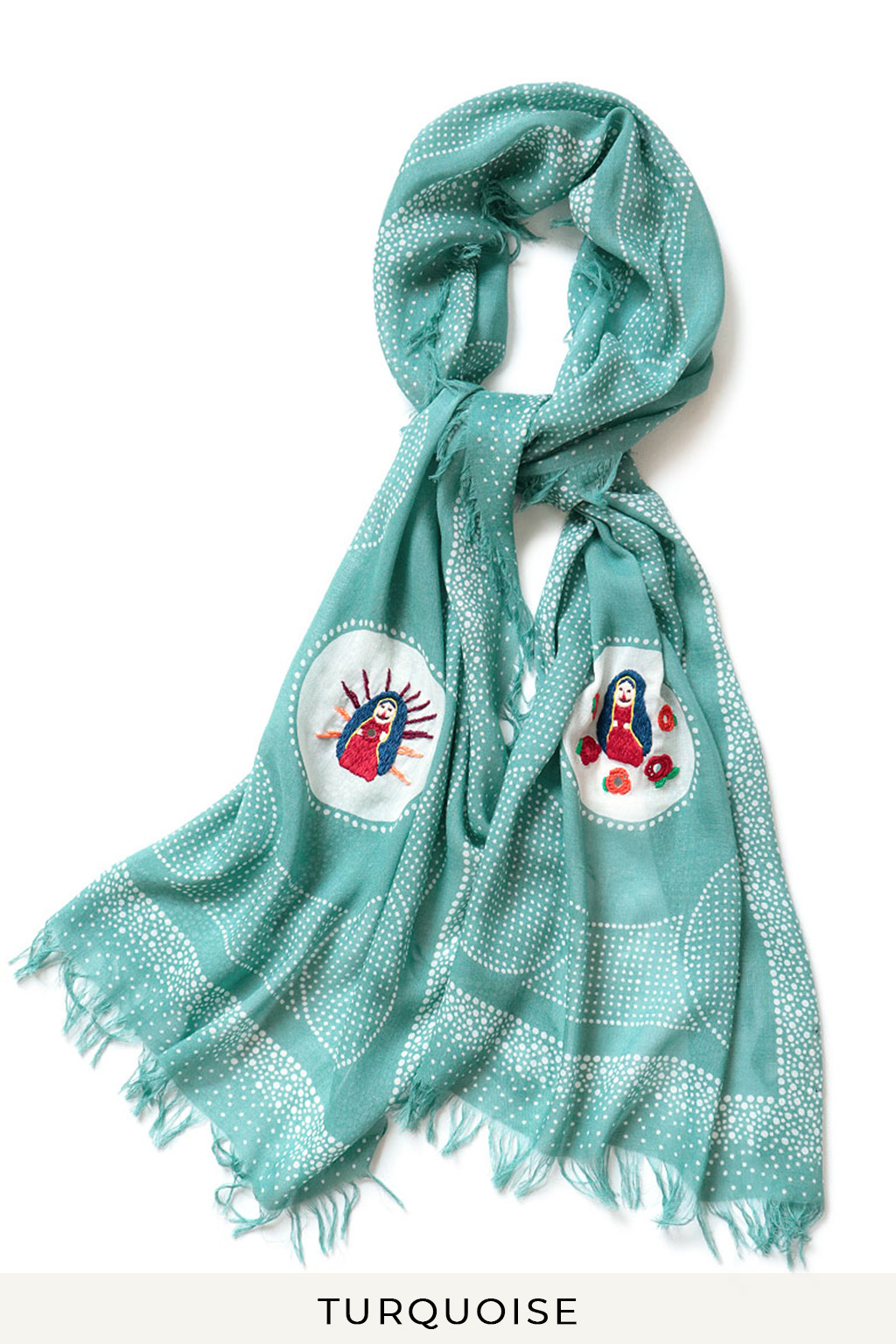 BlueButtonShop - Kapital - Kapital-Rayon-Dot-Fringe-Stole BlueButtonShop - Kapital - Kapital-Rayon-Dot-Fringe-Stole