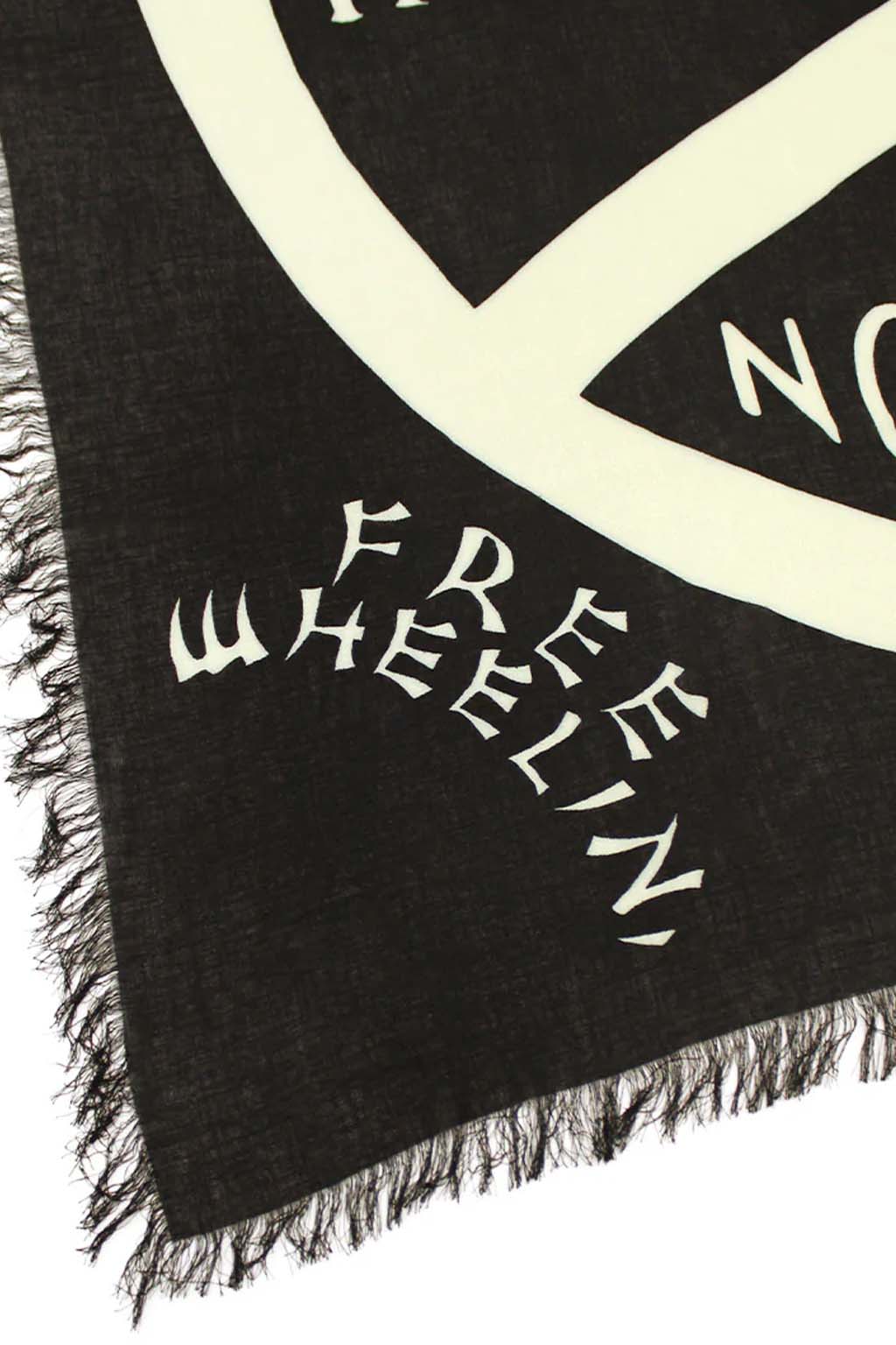 Kapital - Rayon Fringed Square Stole (GIANT PEACE) - Black