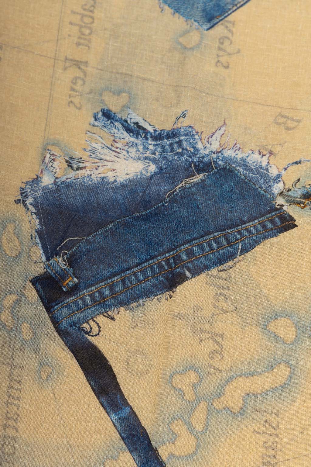 Kapital - Rayon Fringed Stole (KAYO FUESO Denim Map) - Blue