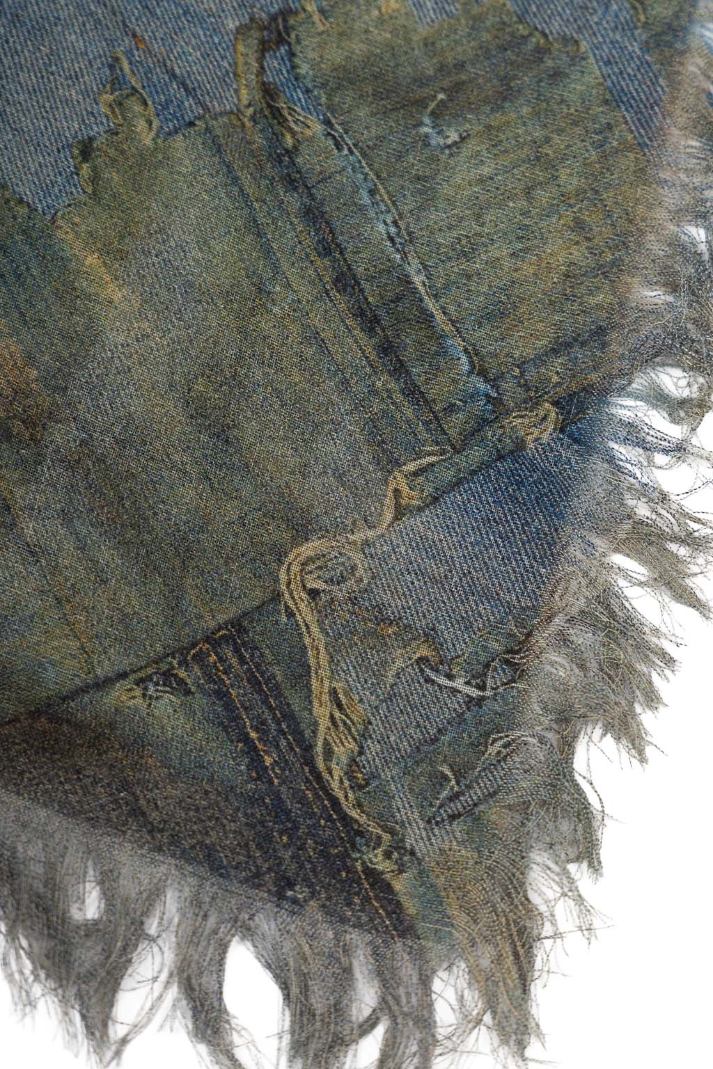 Kapital - Rayon Fringed Stole (KAYO FUESO Denim Map) - Blue