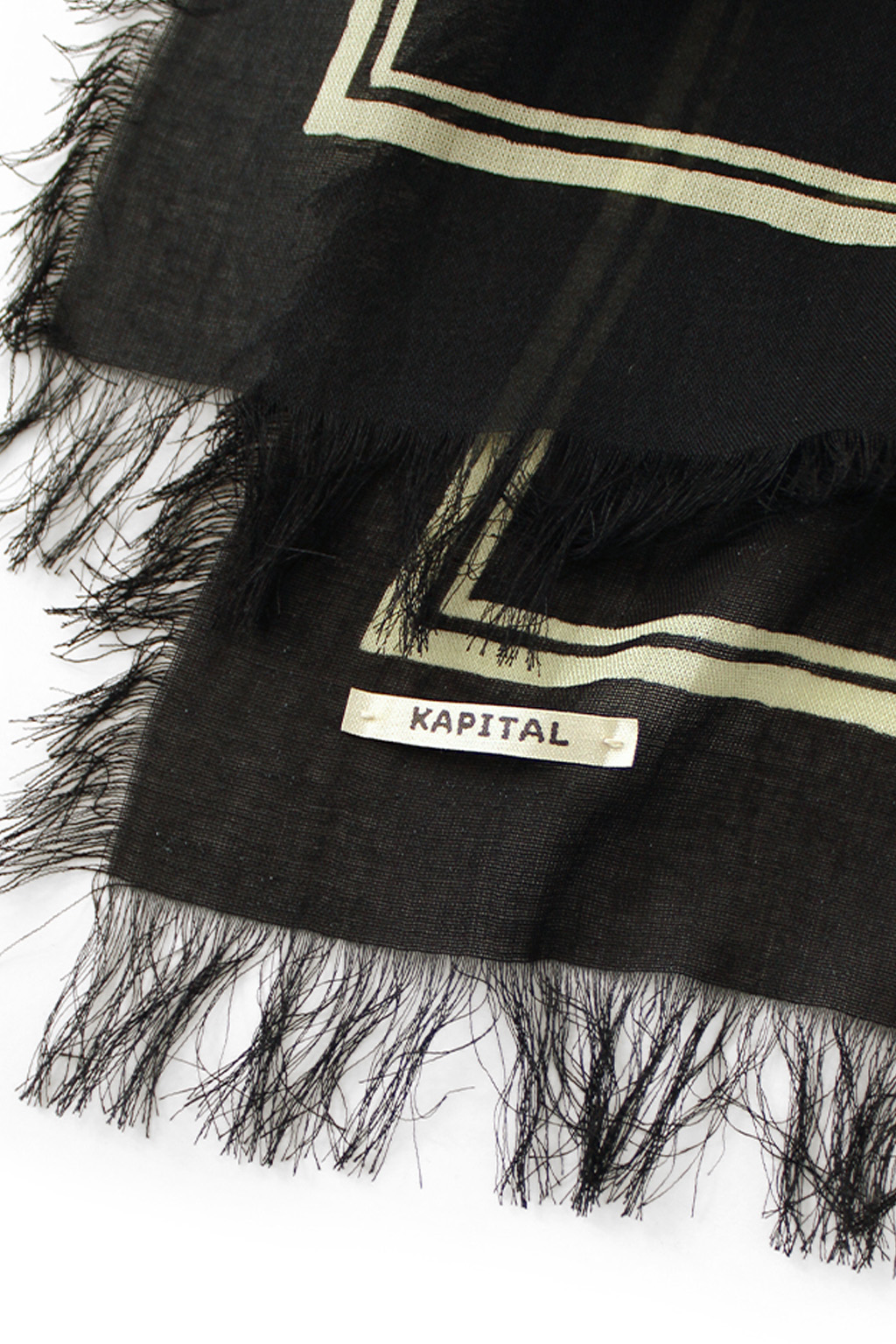 Kapital - Rayon Fringed Stole (KAYO HUESO) - Black
