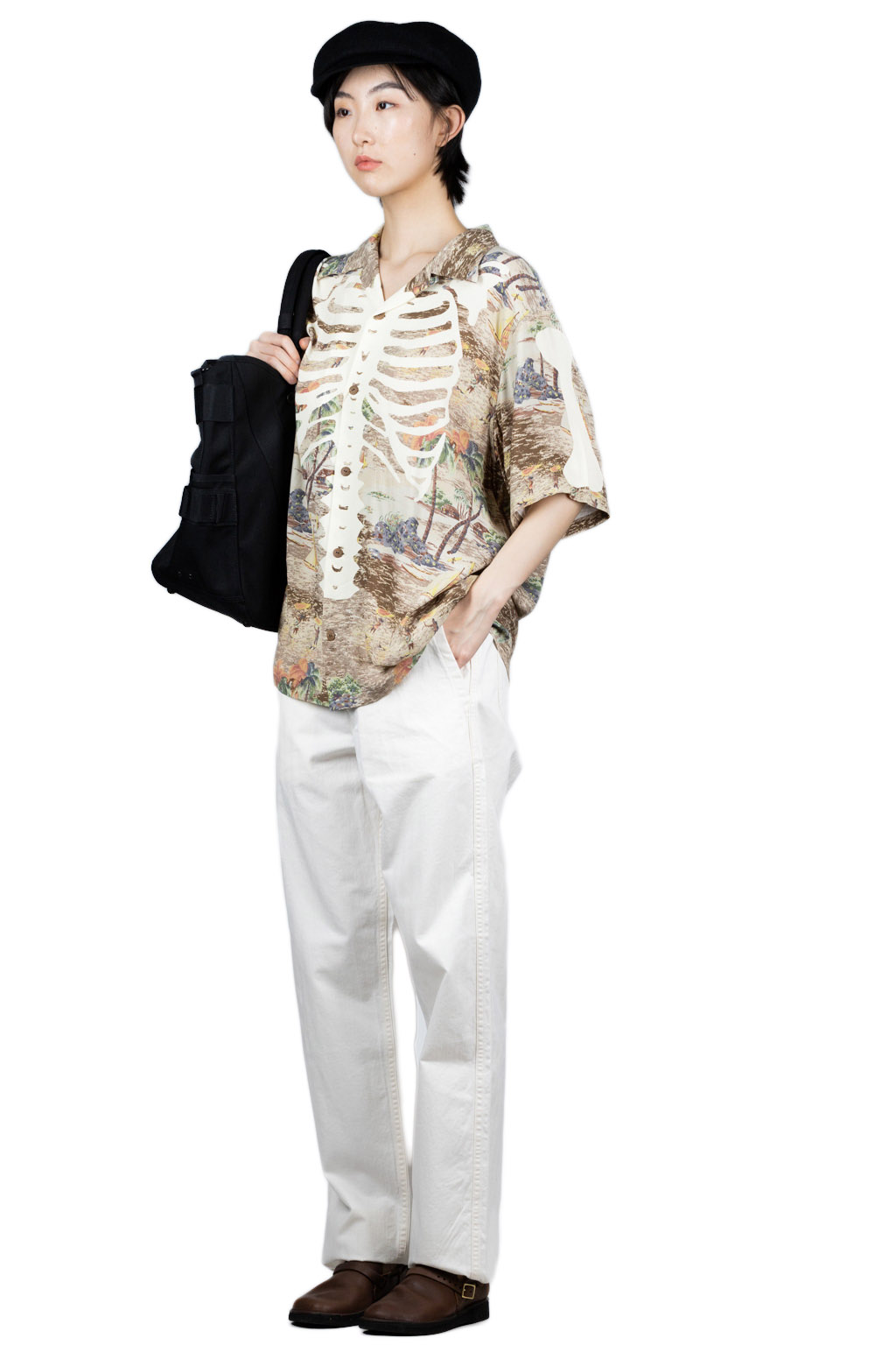 Kapital Rayon KAMEKAMEHA BONE Aloha Shirt - Brown