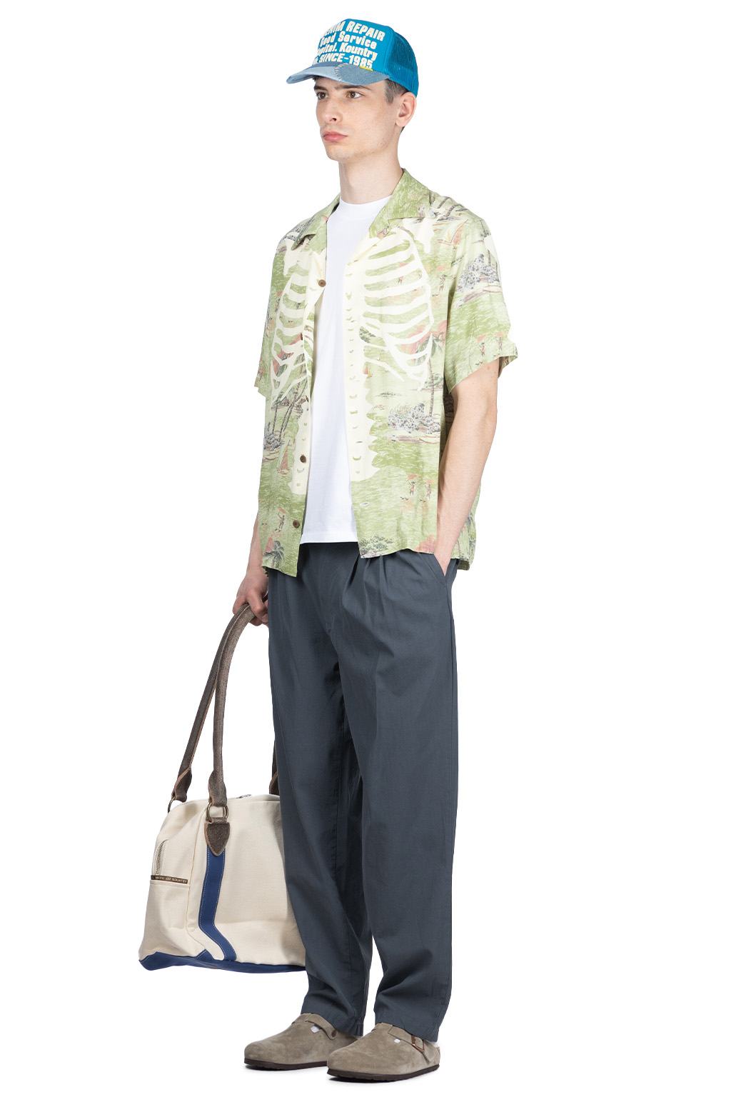 Kapital - Rayon KAMEKAMEHA BONE Aloha Shirt - Khaki