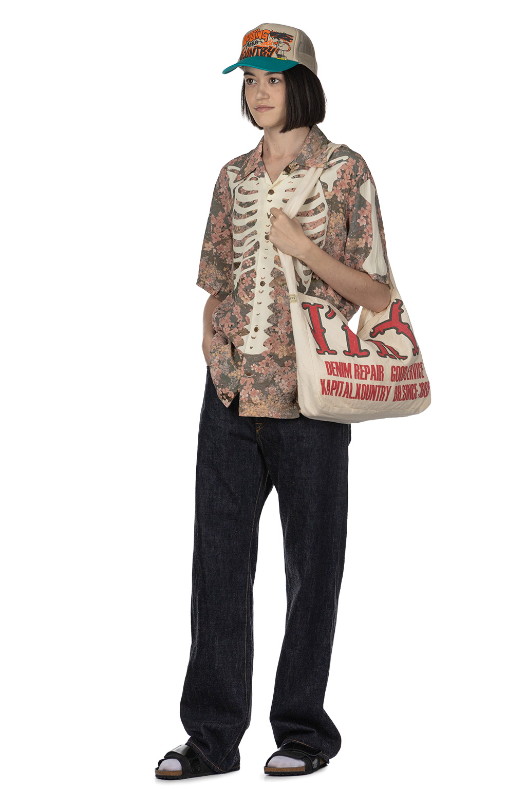 Kapital - Rayon SAKURA-BONE Aloha Shirt - Khaki