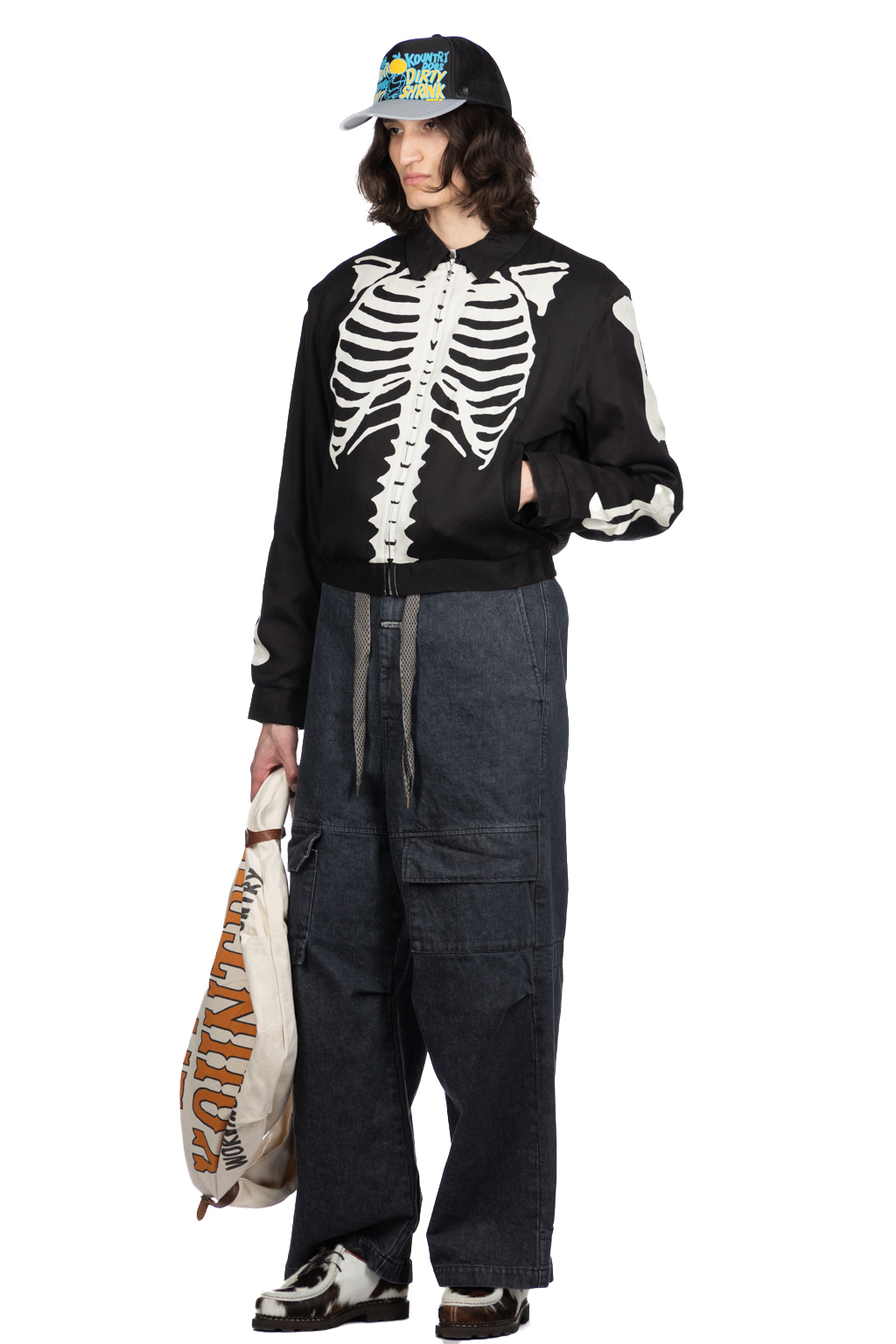 Kapital - Rayon Twill BONE Drizzler JKT - Black