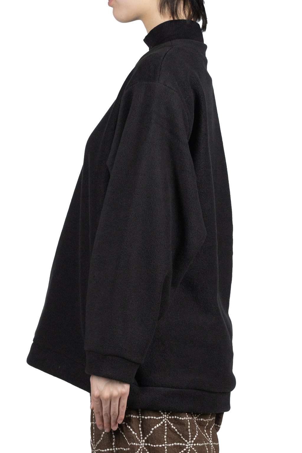 Kapital Reverse Fleece BIG Crew Sweater - Black