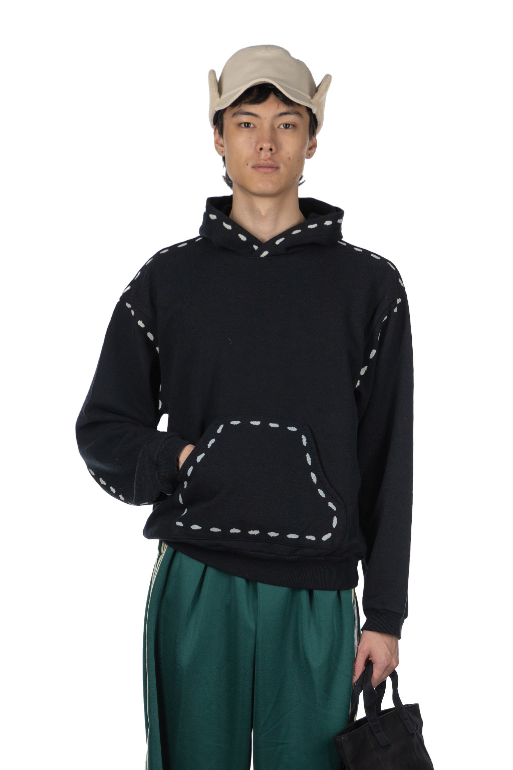 Kapital | SWT Knit MARIONETTE Hoodie - Black | Men | Blue Kapital | SWT Knit MARIONETTE Hoodie - Black | Men | Blue
