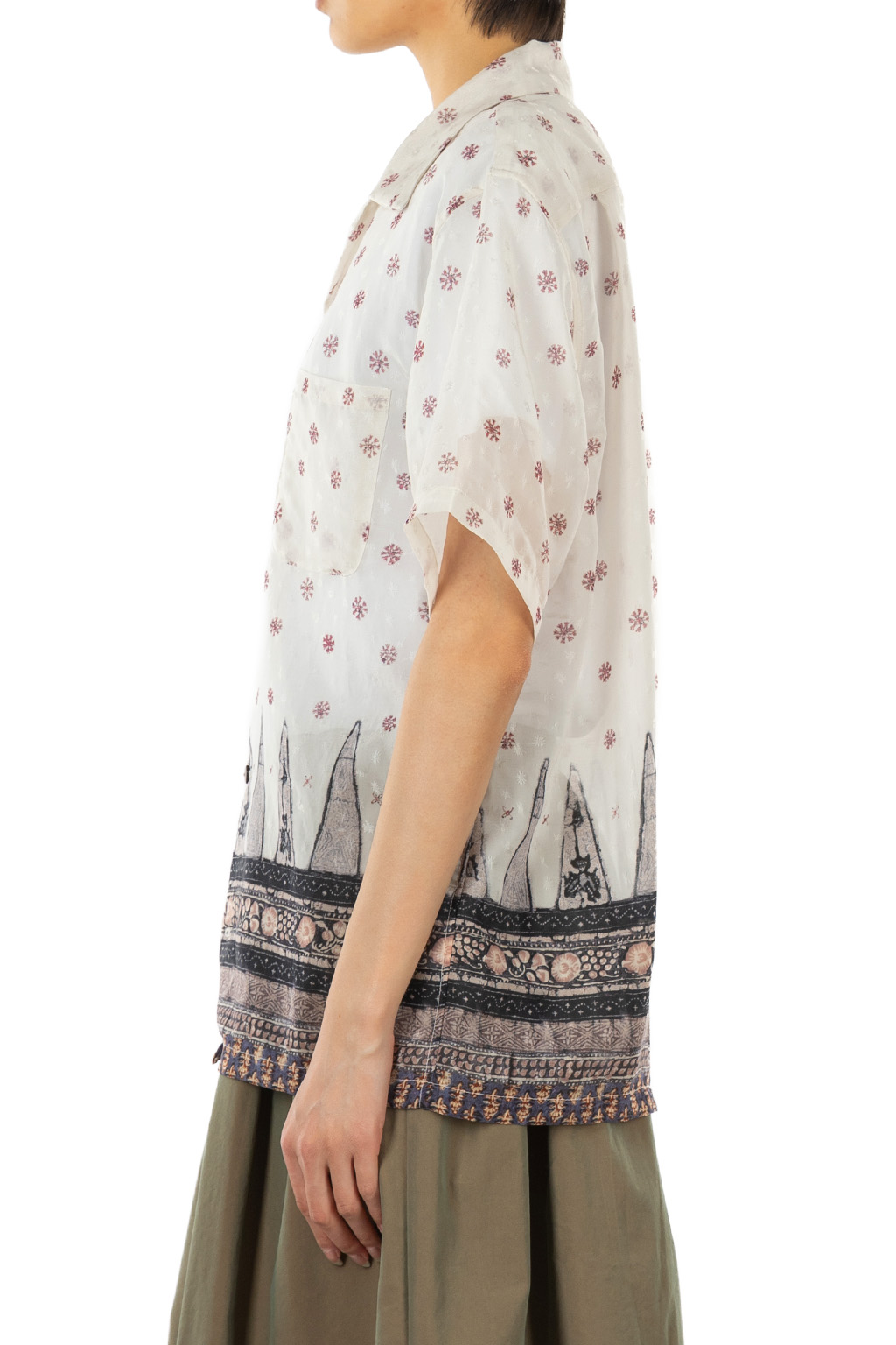 Kapital - Sheer SARASA Calico Camp Collar Short Sleeve Shirt - Natural