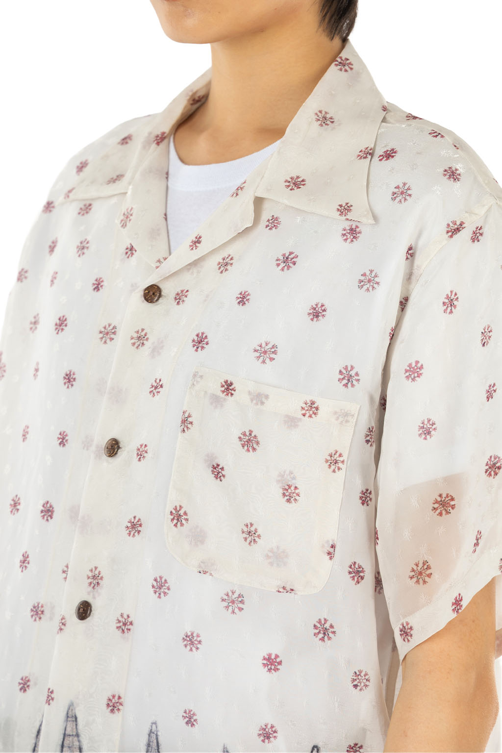Kapital - Sheer SARASA Calico Camp Collar Short Sleeve Shirt - Natural