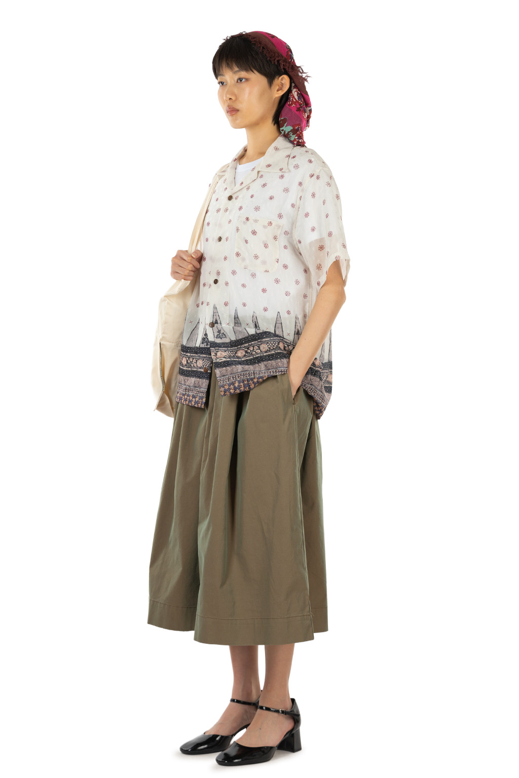 Kapital - Sheer SARASA Calico Camp Collar Short Sleeve Shirt - Natural