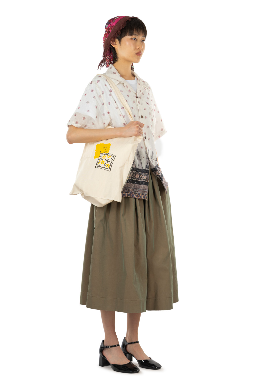 Kapital - Sheer SARASA Calico Camp Collar Short Sleeve Shirt - Natural