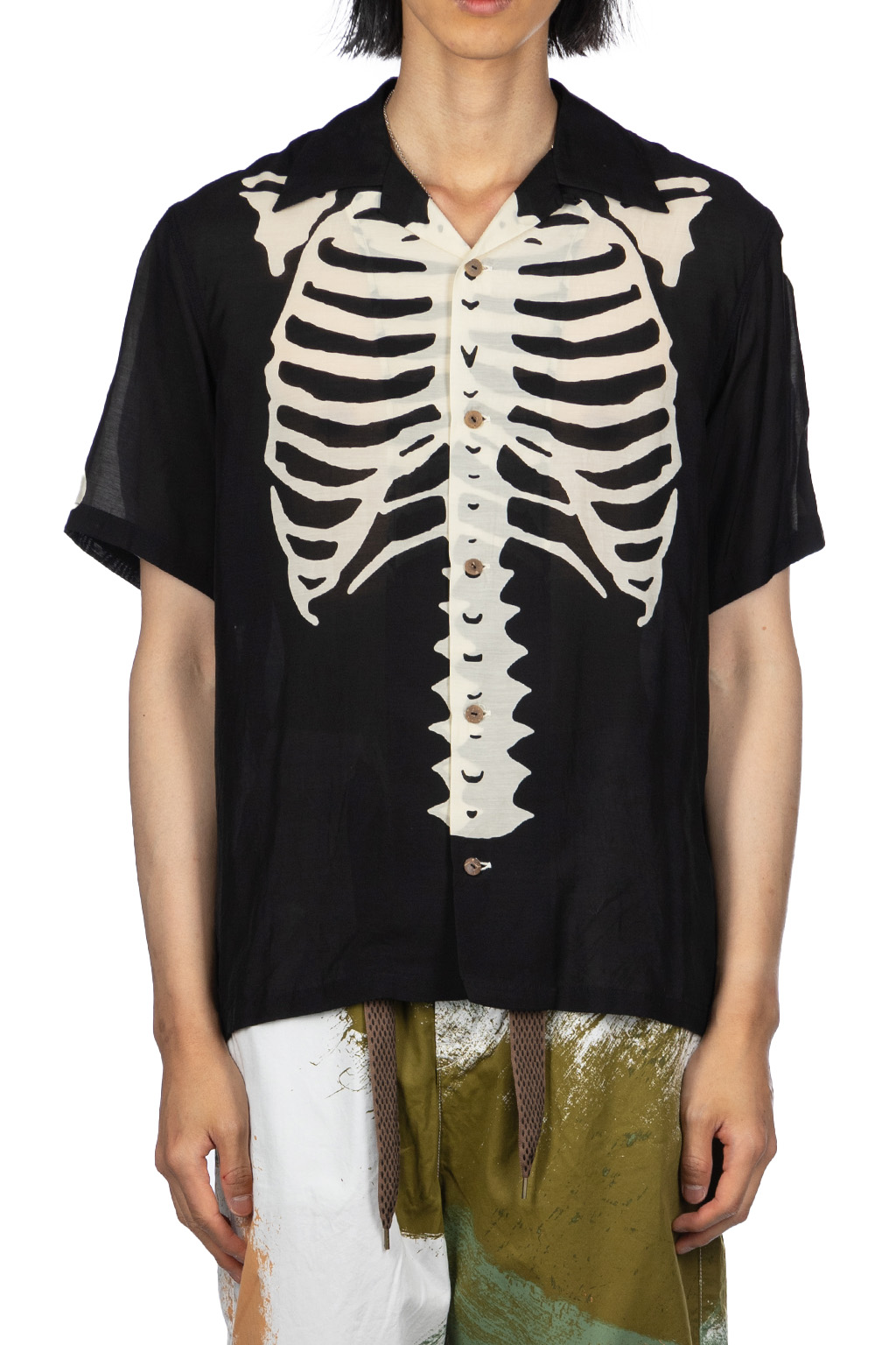 Kapital - Silk Rayon BONE Aloha Shirt - Black
