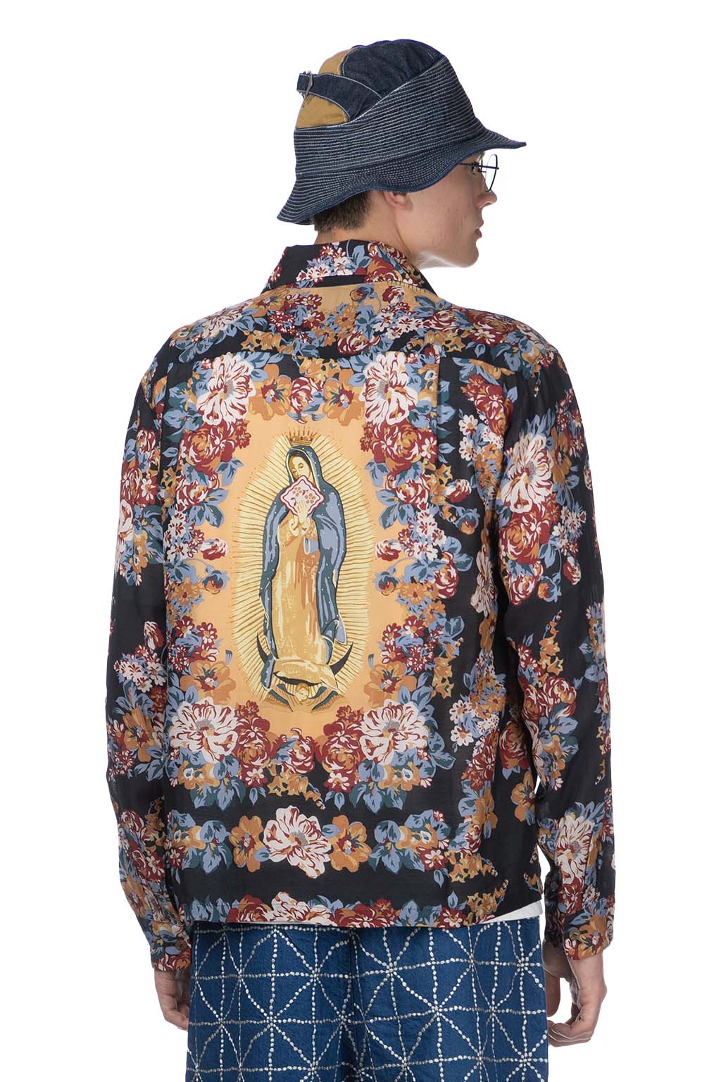 Kapital - Silk Rayon CHAMPETRE MARIA DRIZZLE Open Collar Shirt - Black