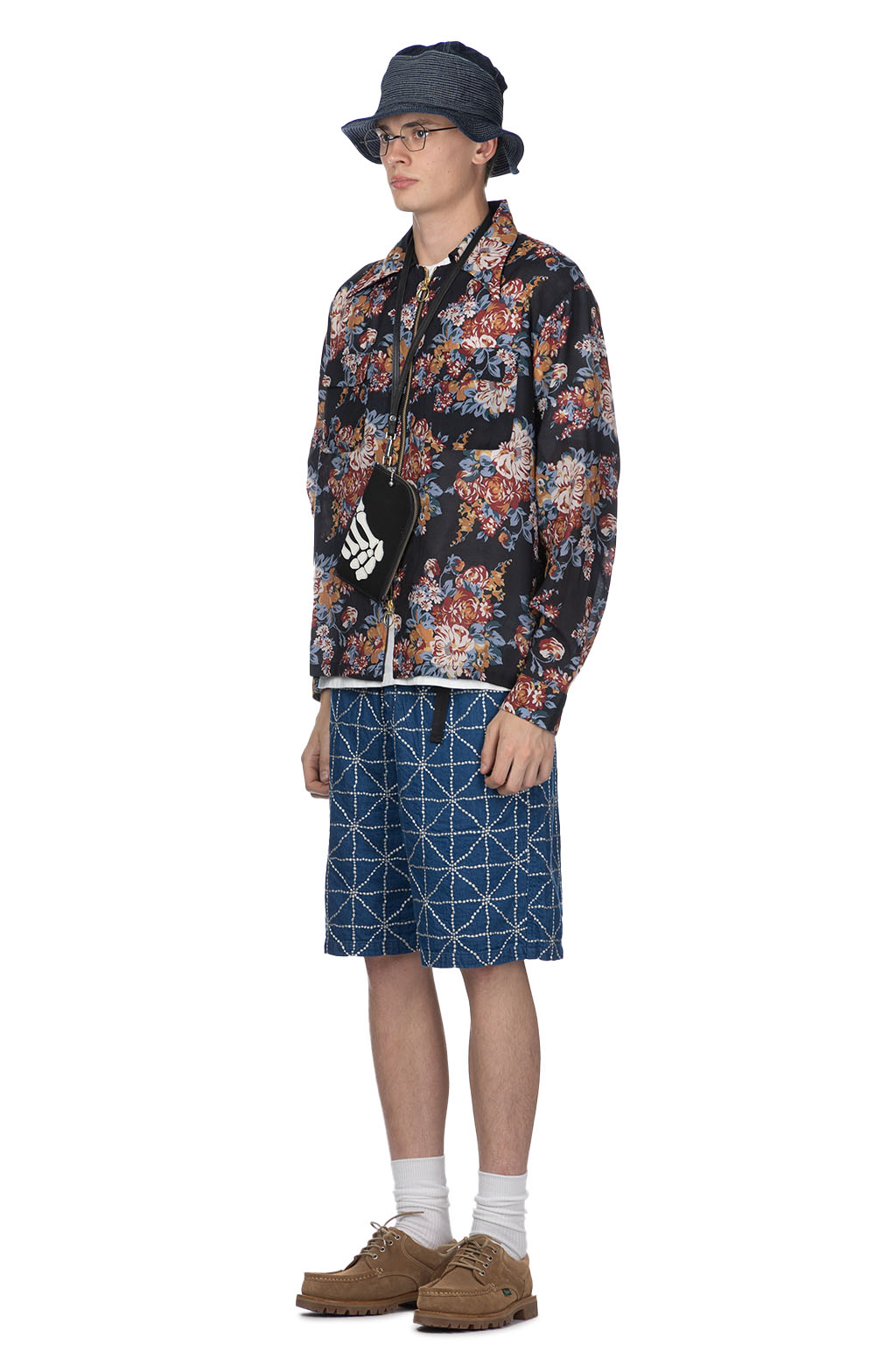 Kapital - Silk Rayon CHAMPETRE MARIA DRIZZLE Open Collar Shirt - Black