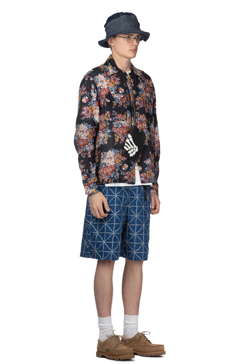 Kapital - Silk Rayon CHAMPETRE MARIA DRIZZLE Open Collar Shirt - Black