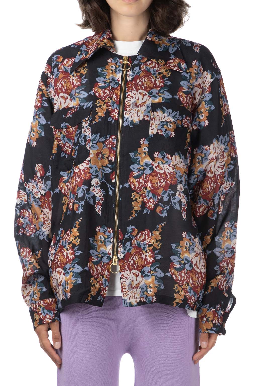 Kapital - Silk Rayon CHAMPETRE MARIA DRIZZLE Open Collar Shirt - Black