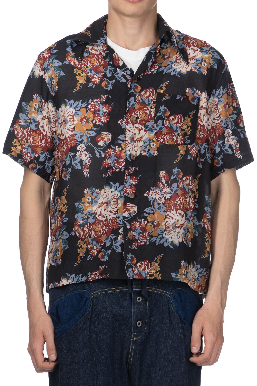 Kapital - Silk Rayon CHAMPETRE MARIA WRANGLE Collar Aloha Shirt - Black