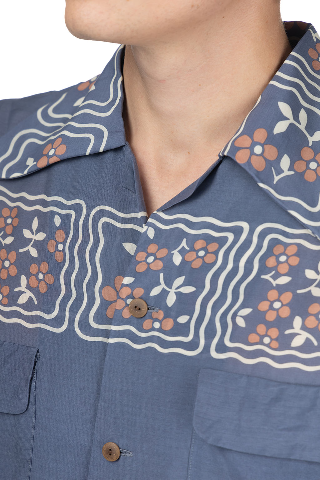 Kapital - Silk Rayon COOKIE WRANGLE Collar Aloha Shirt - Blue
