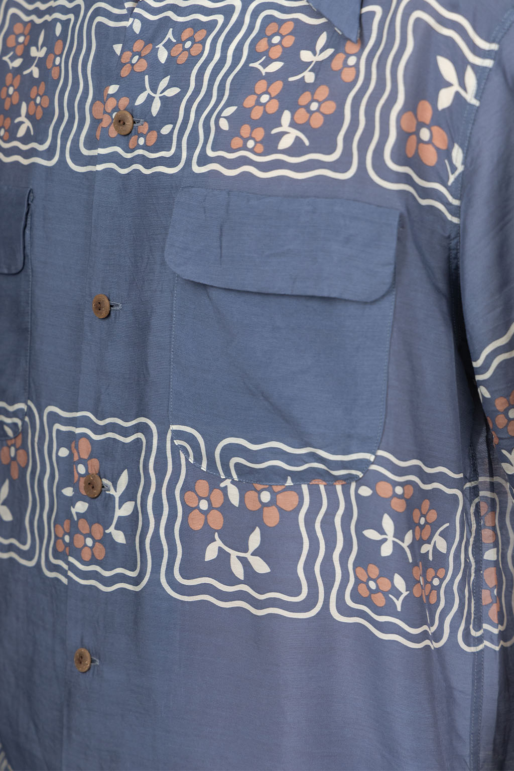 Kapital - Silk Rayon COOKIE WRANGLE Collar Aloha Shirt - Blue