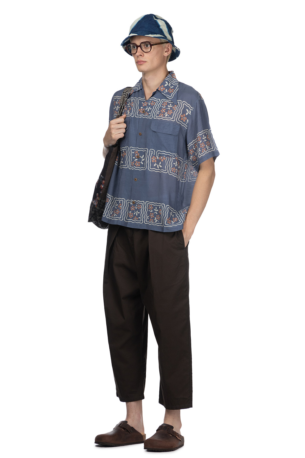Kapital - Silk Rayon COOKIE WRANGLE Collar Aloha Shirt - Blue