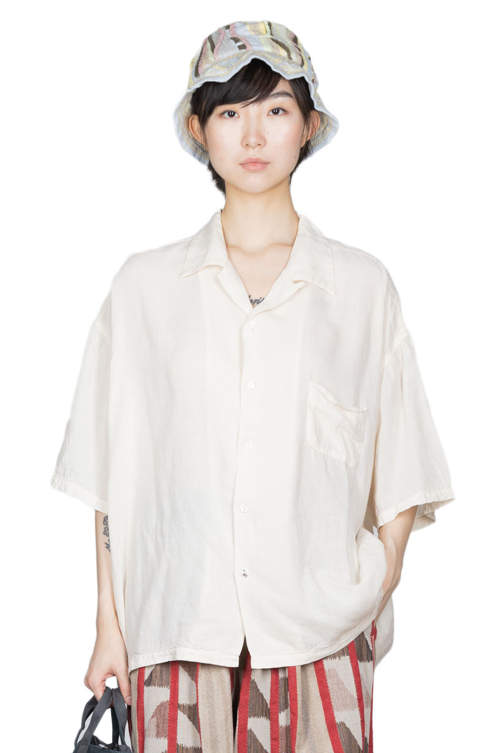 Kapital Soft Linen Open Collar BIG Shirt - Natural