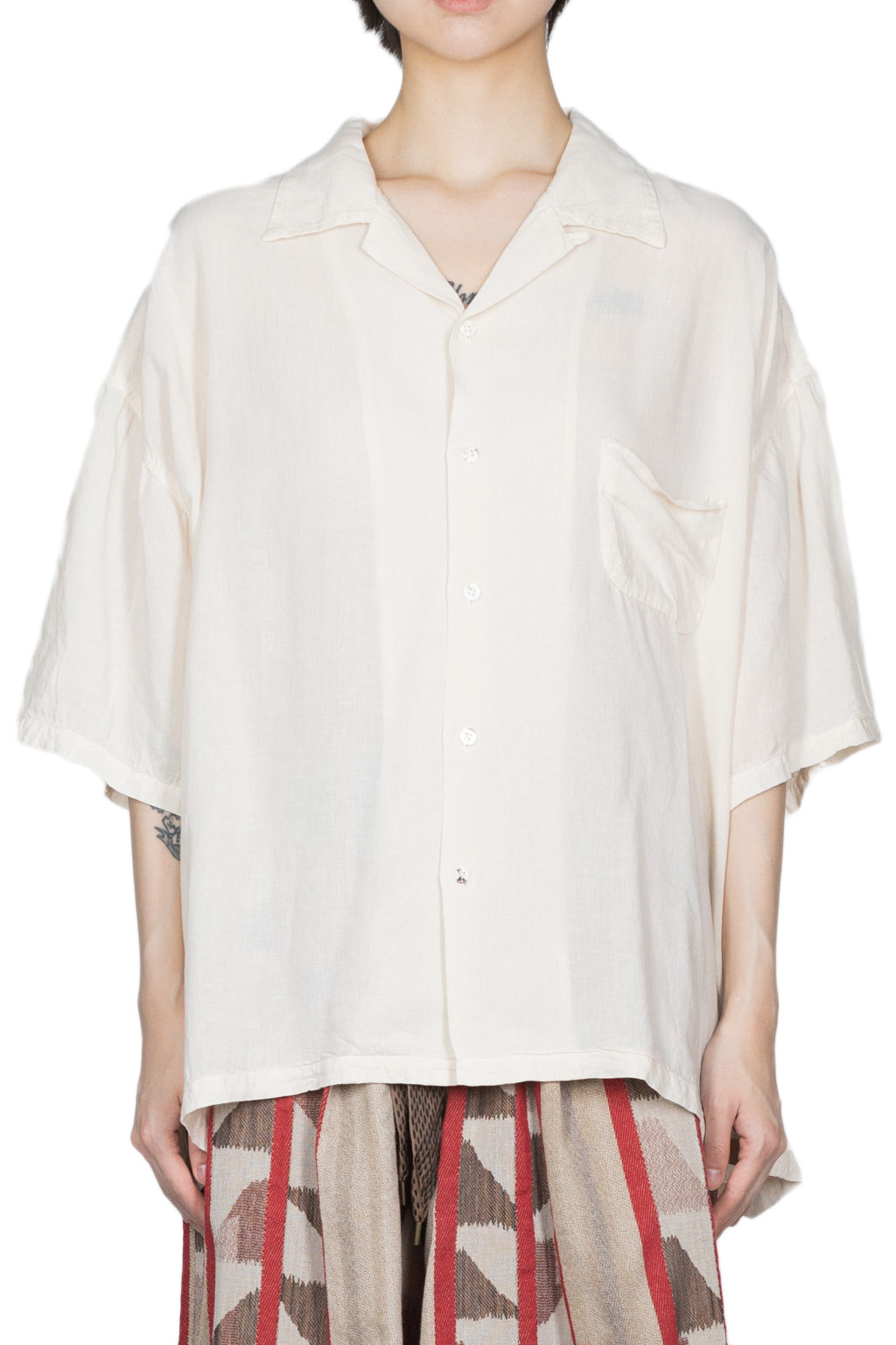 Kapital Soft Linen Open Collar BIG Shirt - Natural