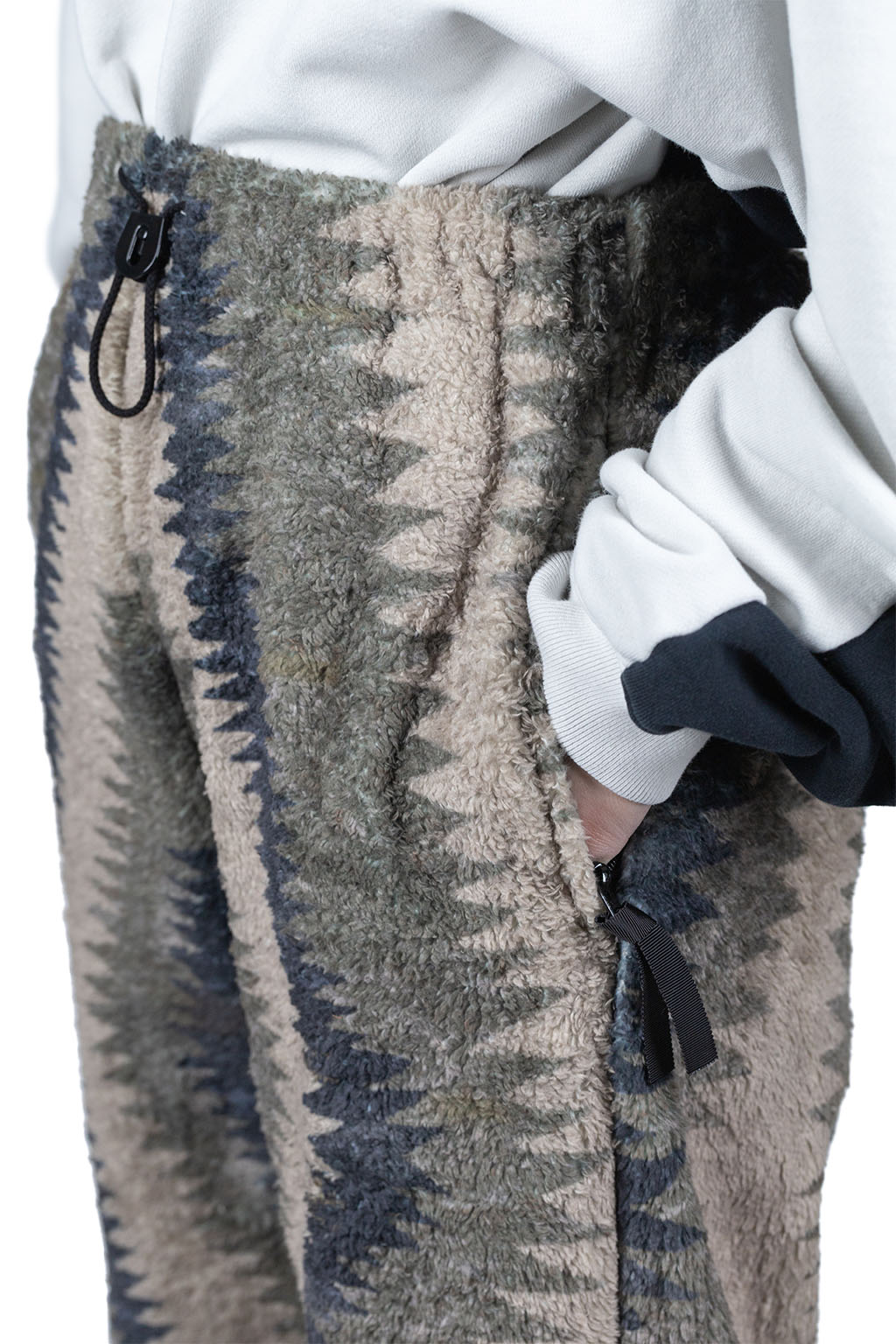 Kapital THUNDER MOTHER Fleece EASY Pants - Grey x Beige