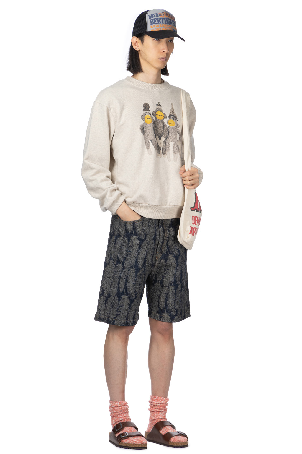 Kapital | TOP SWT Knit Crew SWT (MONKEY AMIGOS) - Natural