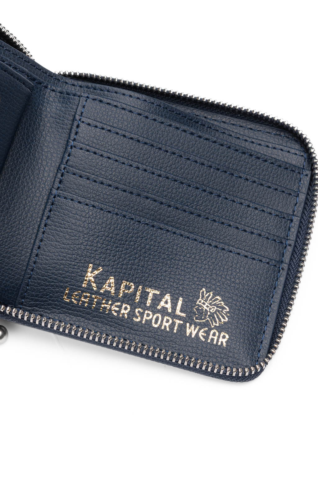 Kapital - Thumb-Up Bone Band Zip Wallet - Navy