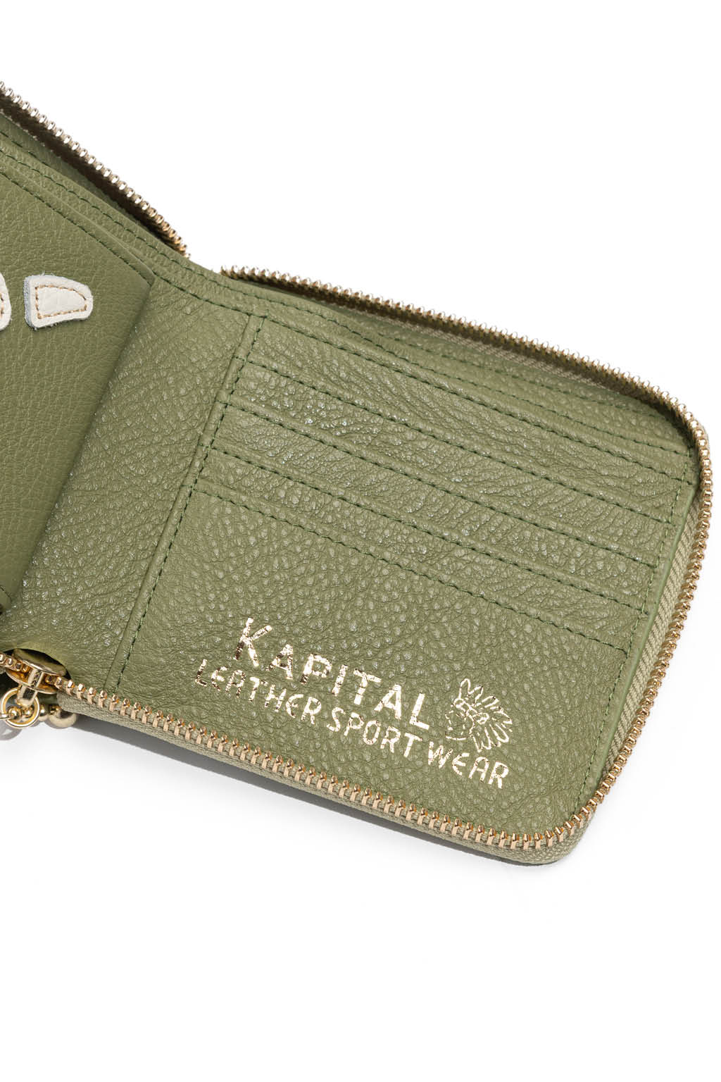 Kapital - Thumb-Up Bone Band Zip Wallet - Olive