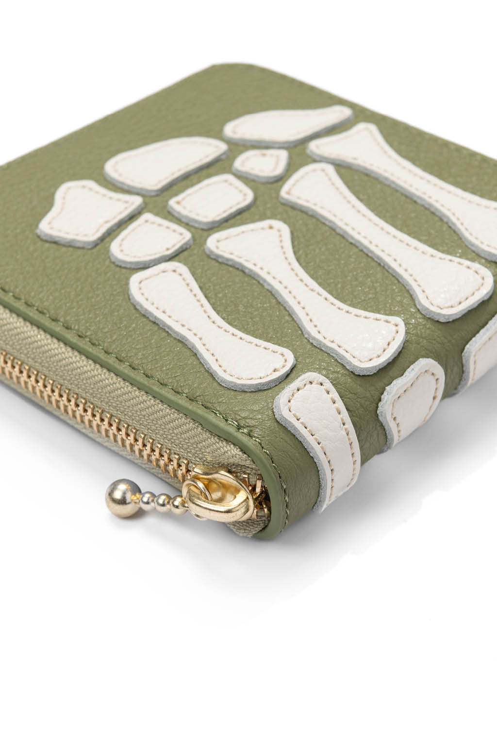 Kapital - Thumb-Up Bone Band Zip Wallet - Olive