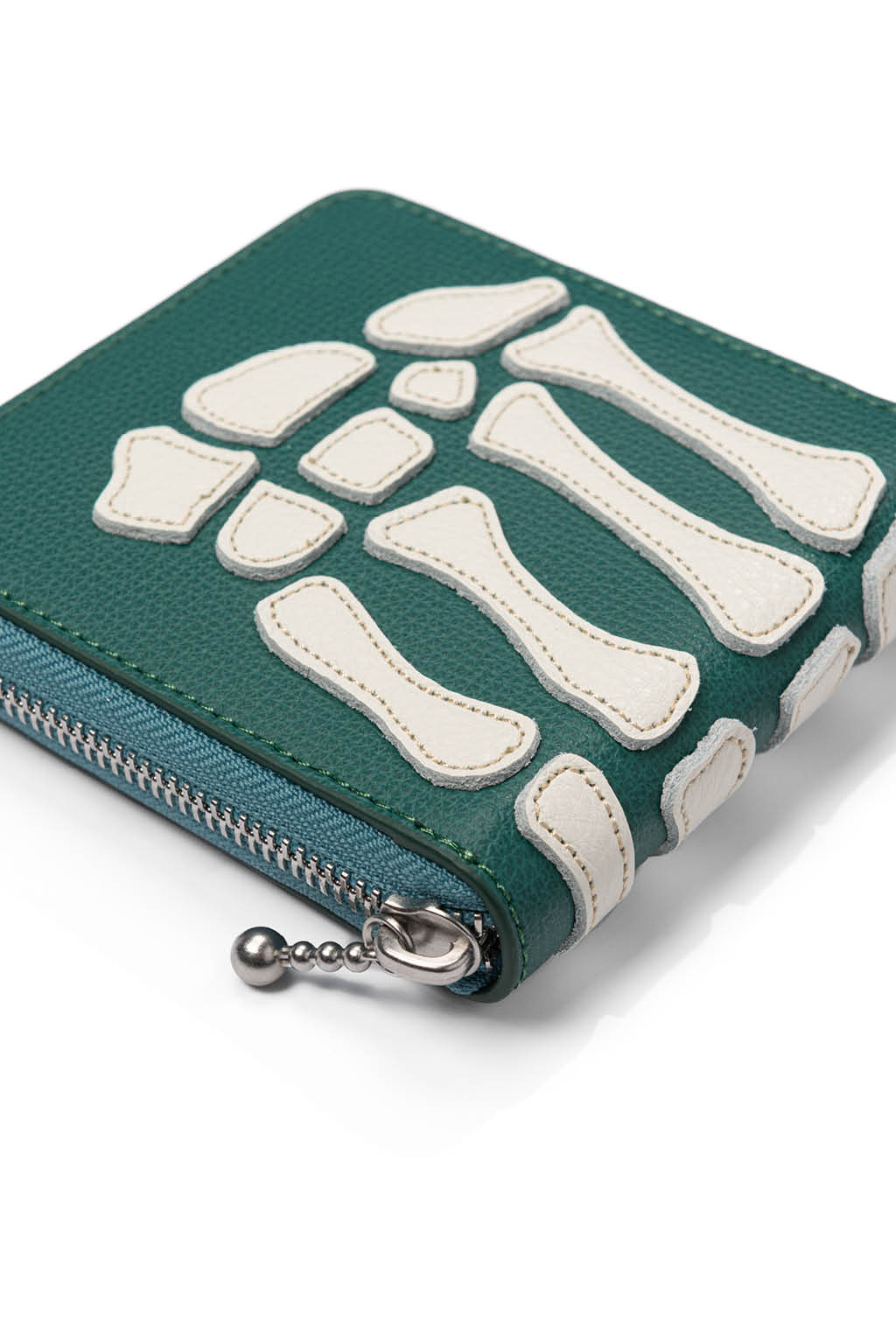 Kapital - Thumb-Up Bone Band Zip Wallet - Peacock Green