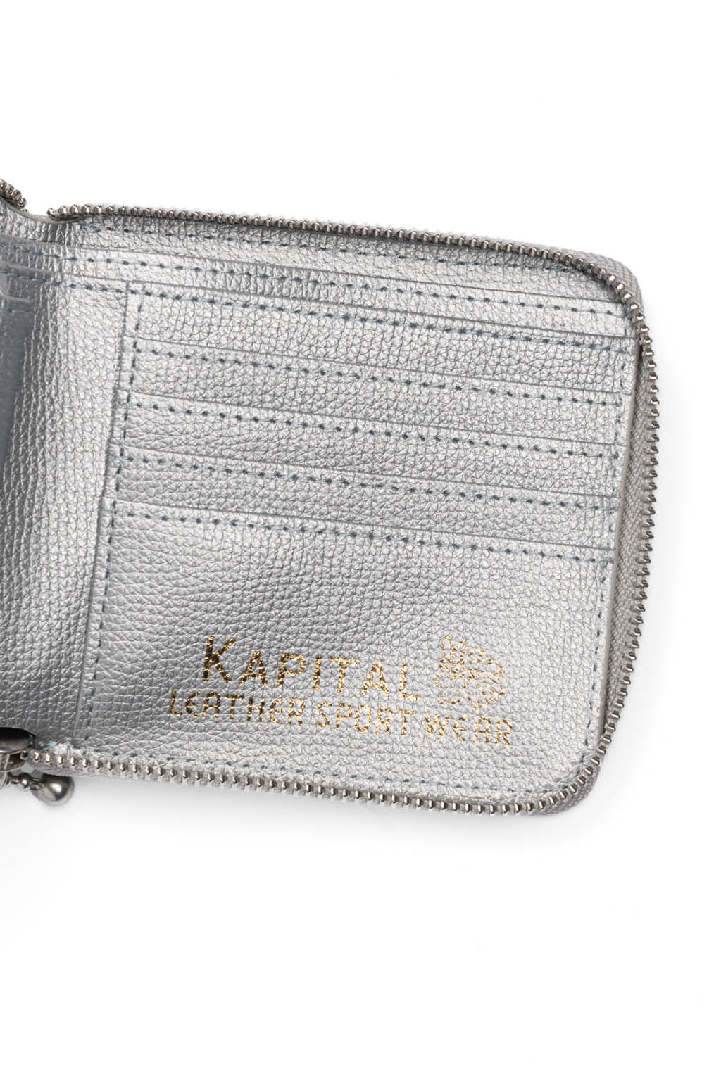 Kapital - Thumb-Up Bone Band Zip Wallet - Silver
