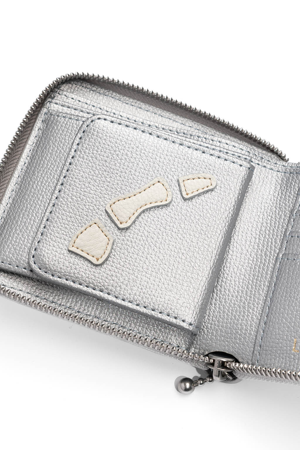 Kapital - Thumb-Up Bone Band Zip Wallet - Silver